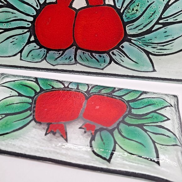 Andreas Meyer Israel Fused Glass Pomegranate Plates – Set of 2, Nahariya Israel - Picture 7 of 7